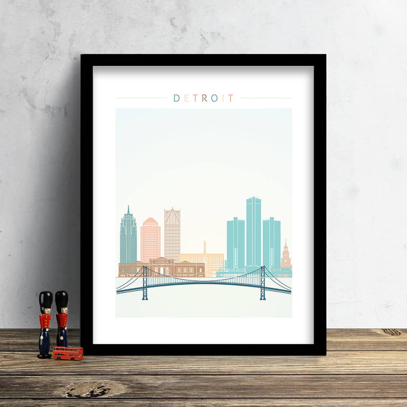Detroit Skyline: Cityscape Art Print, Home Decor