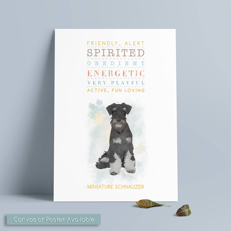 MINIATURE SCHNAUZER Dog: Trait Print - Breed Personality  - Gift Pet Lovers Art Print