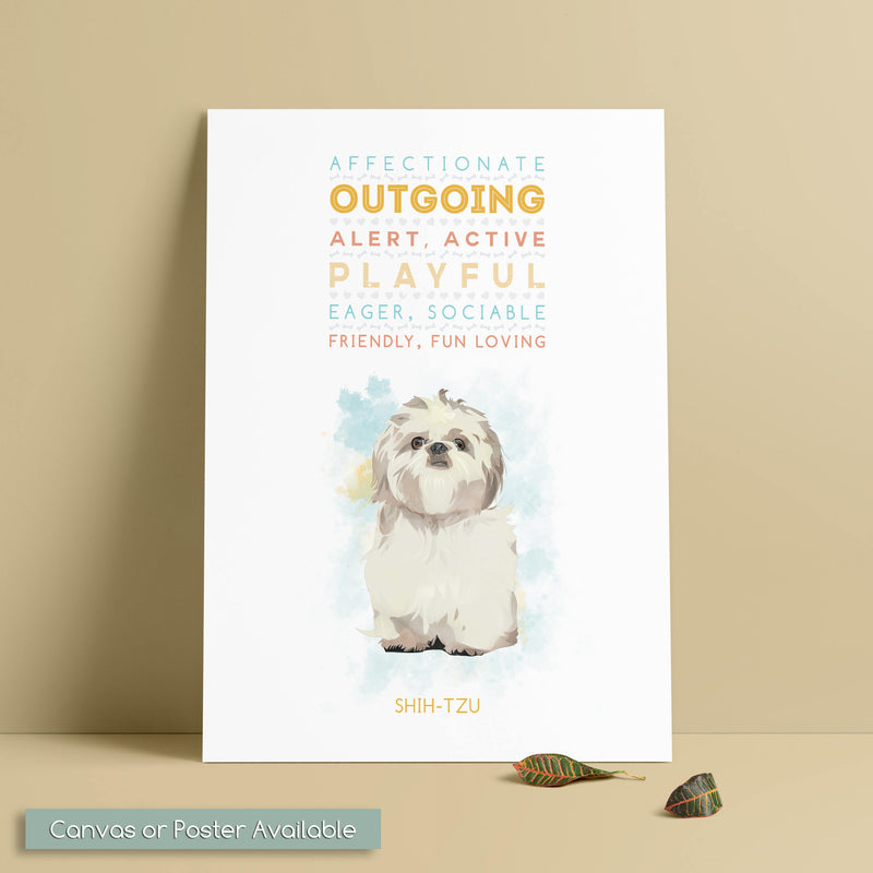 SHIH-TZU Dog: Trait Print - Breed Personality  - Gift Pet Lovers Art Print