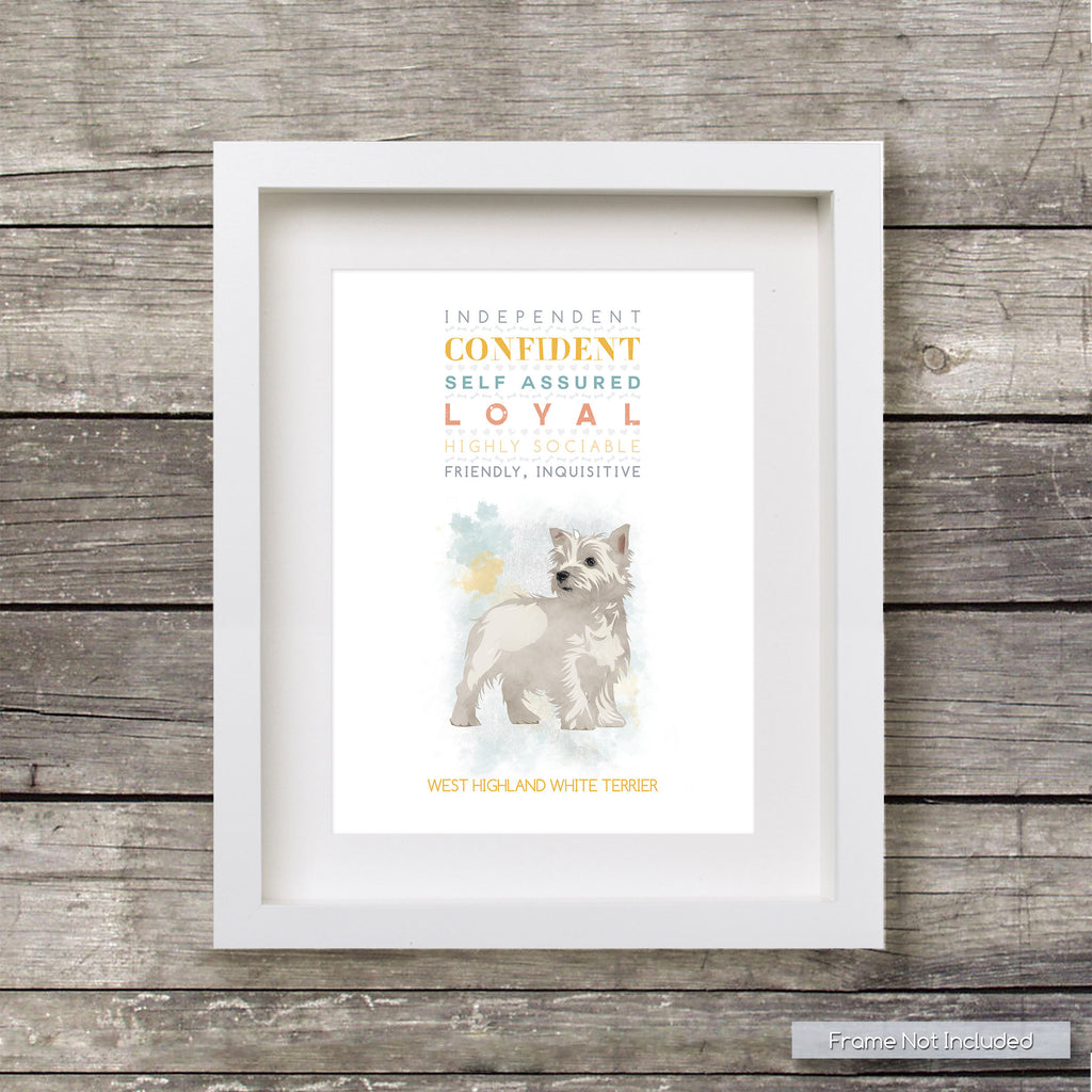 WEST HIGHLAND WHITE TERRIER Dog: Trait Print - Breed Personality  - Gift Pet Lovers Art Print