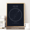 Custom Star Map Print, Night Sky Print, Star Chart Poster or Canvas - Anniversary Gift - DEEP BLUE CIRCULAR