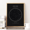 Custom Star Map Print, Night Sky Print, Star Chart Poster or Canvas - Anniversary Gift - DEEP BLACK CIRCULAR