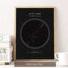 Custom Star Map Print, Night Sky Print, Star Chart Poster or Canvas - Anniversary Gift - DEEP BLACK CIRCULAR