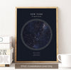 Personalised DOUBLE Star Map Print, Night Sky Print, Star Chart Poster or Canvas - Anniversary Gift for Men, Gift for Women - HDR Blue Circle