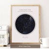 Custom Star Map Print, Night Sky Print, Star Chart Poster or Canvas - Anniversary Gift - HDR WHITE CIRCULAR