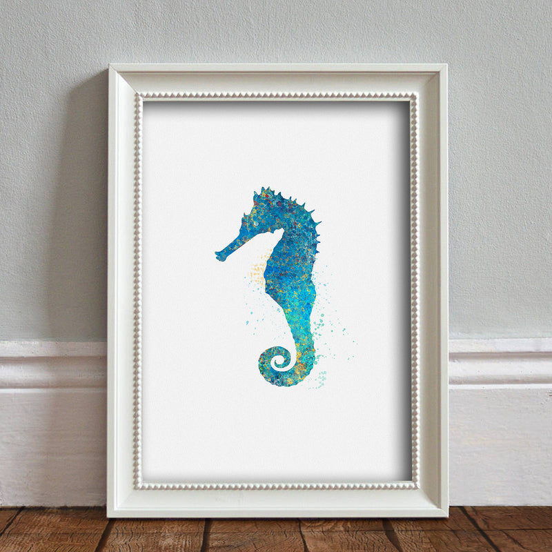 Seahorse Sea Animal, Nautical: Watercolour Print For Nursery, Home Decor - Splash Art Series