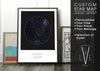 Personalised Star Map Print, Night Sky Print, Star Chart Poster or Canvas - Anniversary Gift - HDR BLACK SQUARE