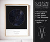 Custom Star Map Print, Night Sky Print, Star Chart Poster or Canvas - Anniversary Gift - HDR BLACK SQUARE