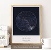 Personalised Star Map Print, Night Sky Print, Star Chart Poster or Canvas - Anniversary Gift - HDR BLUE SQUARE
