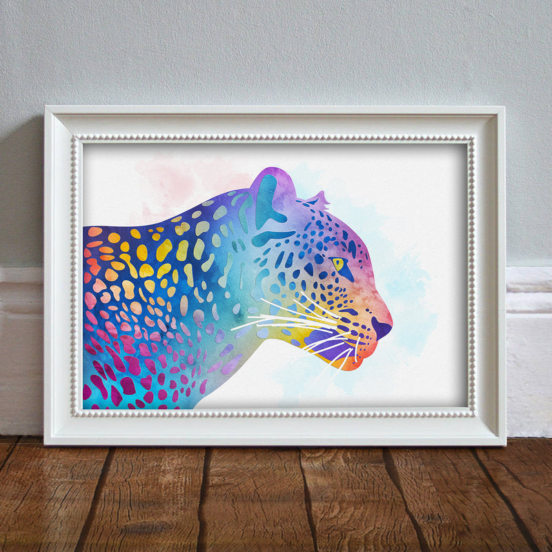 Leopard Head: Watercolour Print For Nursery, Home Decor - Africa Animal Illustration Series