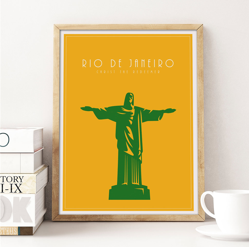 Rio De Janeiro, Christ the Redeemer: Travel Poster, World Landmarks Print