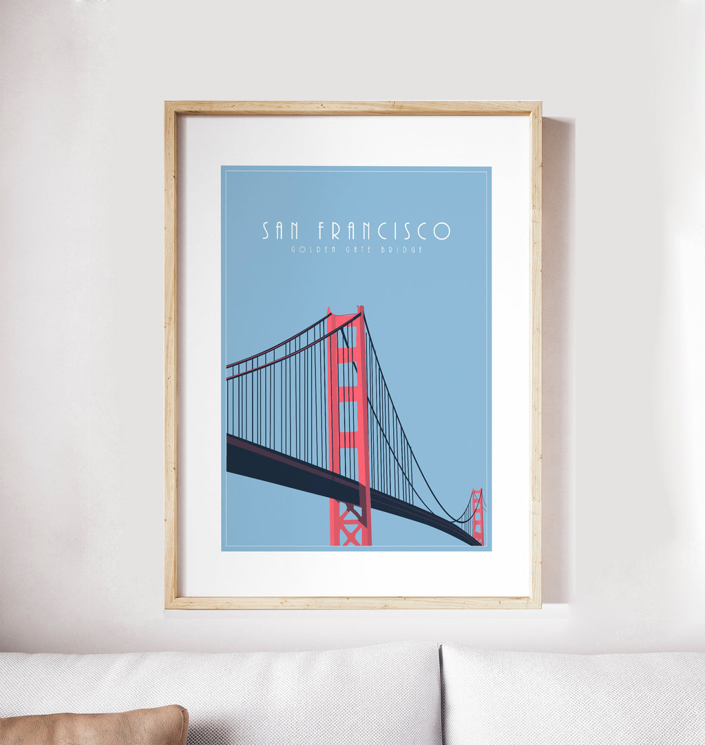 San Francisco, Golden Gate Bridge: Travel Poster, World Landmarks Print