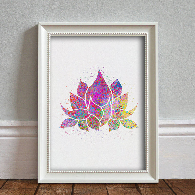 Lotus Flower, Yoga Symbol: Watercolour Print For Nursery, Home Decor - Spiritual Series