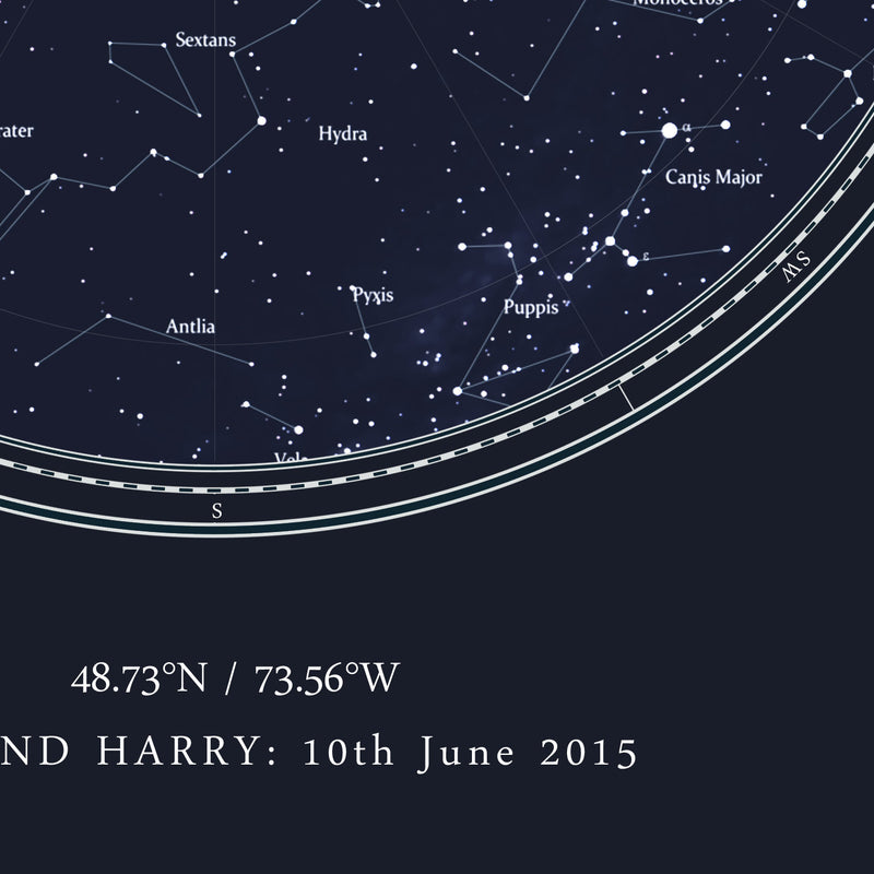 Personalised Star Map Print, Night Sky Print, Star Chart Poster or Canvas - Anniversary Gift - DEEP BLUE CIRCULAR