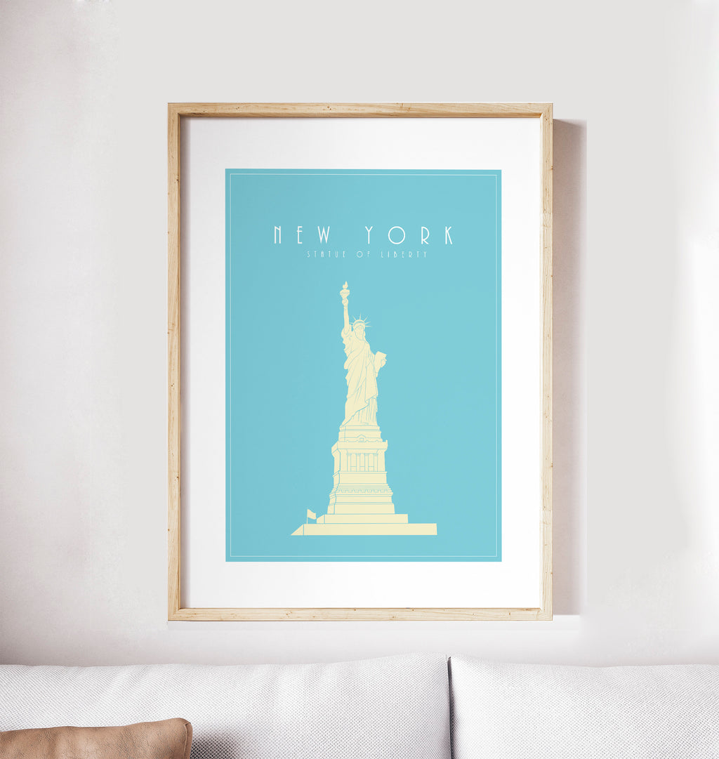 New York, Statue of Liberty: Travel Poster, World Landmarks Print