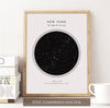 Custom Star Map Print, Night Sky Print, Star Chart Poster or Canvas - Anniversary Gift - WHITE CIRCULAR