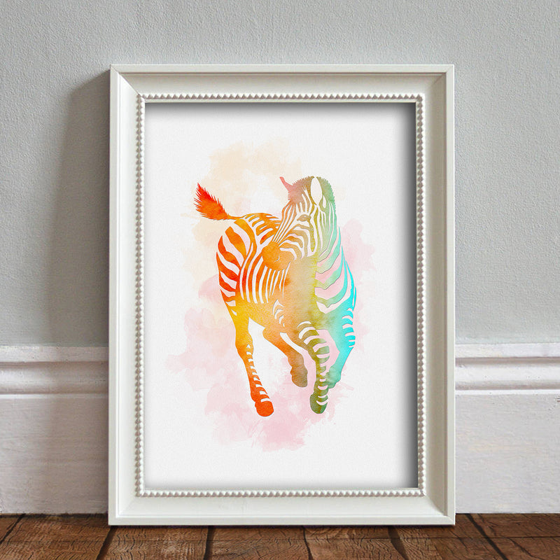 Zebra: Watercolour Print For Nursery, Home Decor - Africa Animal Illustration Series