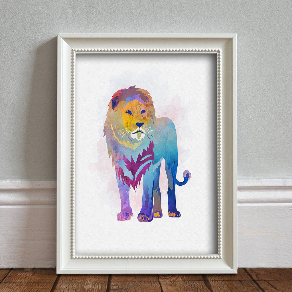 Lion: Watercolour Print For Nursery, Home Decor - Africa Animal Illustration Series