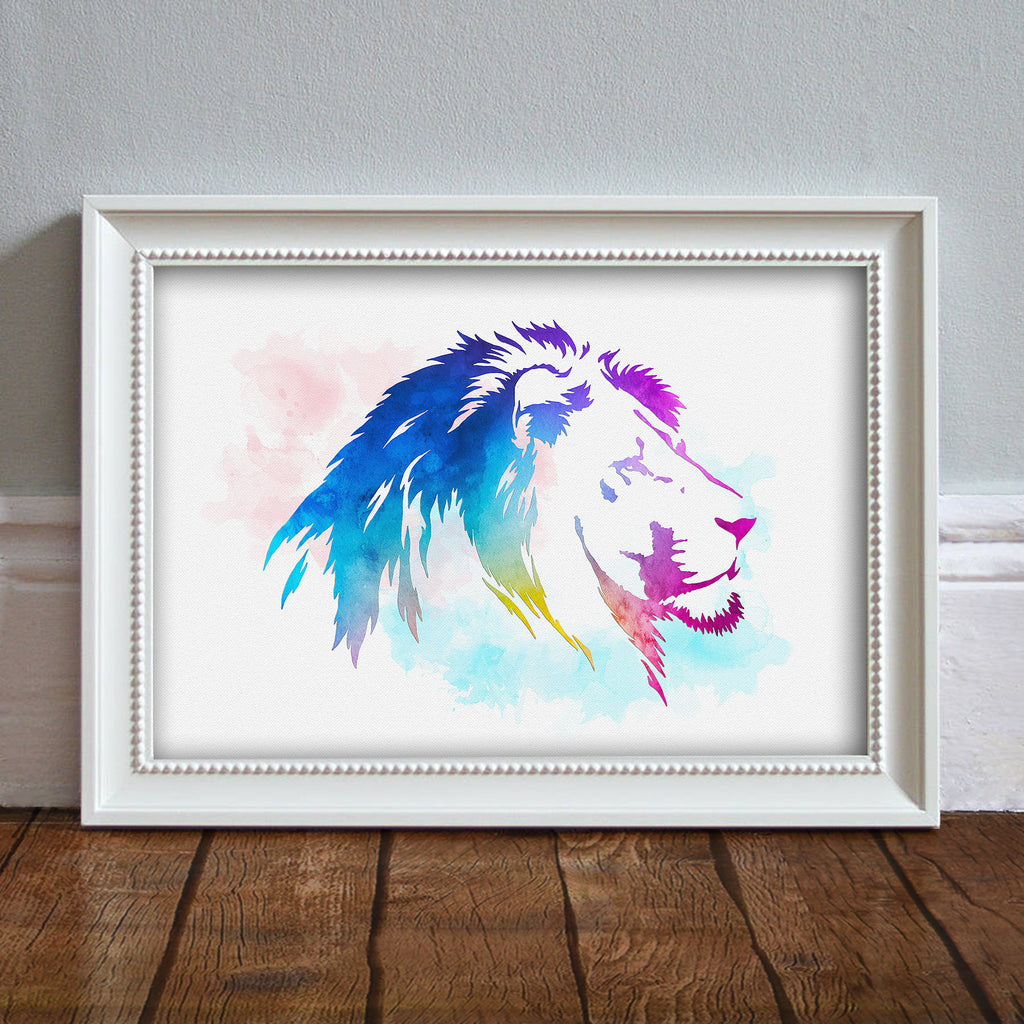 Lion Head: Watercolour Print For Nursery, Home Decor - Africa Animal Illustration Series
