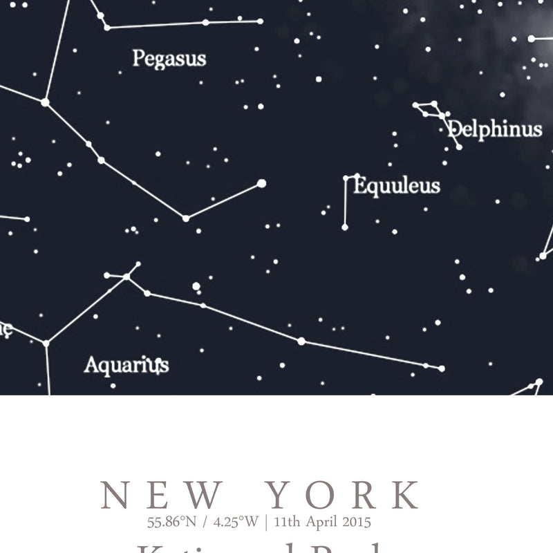Custom Star Map Print, Night Sky Print, Star Chart Poster or Canvas - Anniversary Gift - DEEP BLUE SQUARE