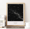 Custom Star Map Print, Night Sky Print, Star Chart Poster or Canvas - Anniversary Gift - DEEP BLACK SQUARE