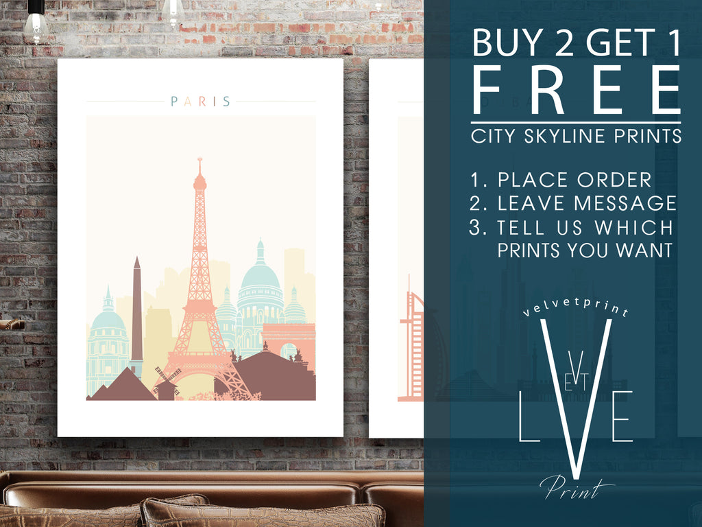 FREE PRINT Skyline Art Prints - Buy 2 Get 1 Free!