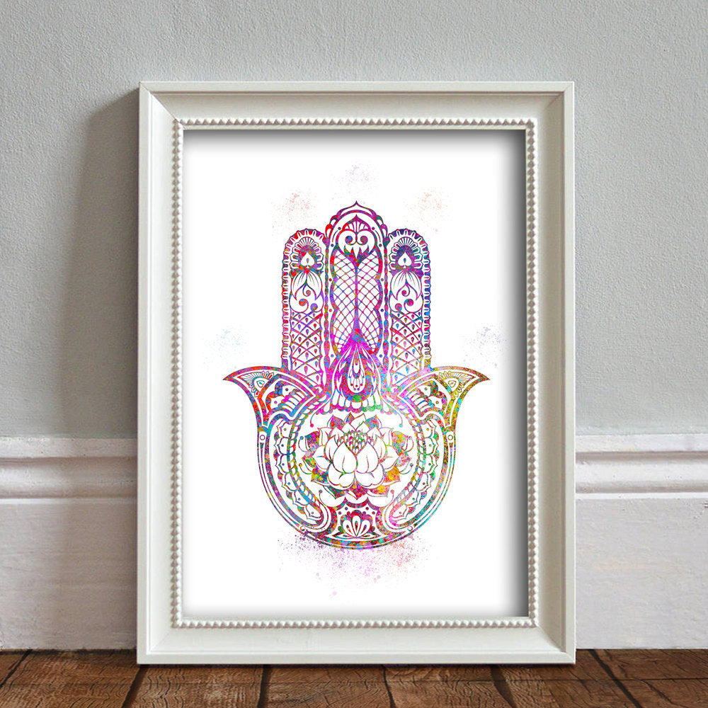 Hamsa Hand: Watercolour Print For Nursery, Home Decor - Spiritual Series