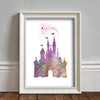 Disney Inspired Castle: Watercolour Print For Nursery, Home Decor - Spash Art Set