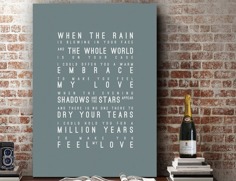Adele Make You Feel My Love Inspired Lyrics Typography Print
