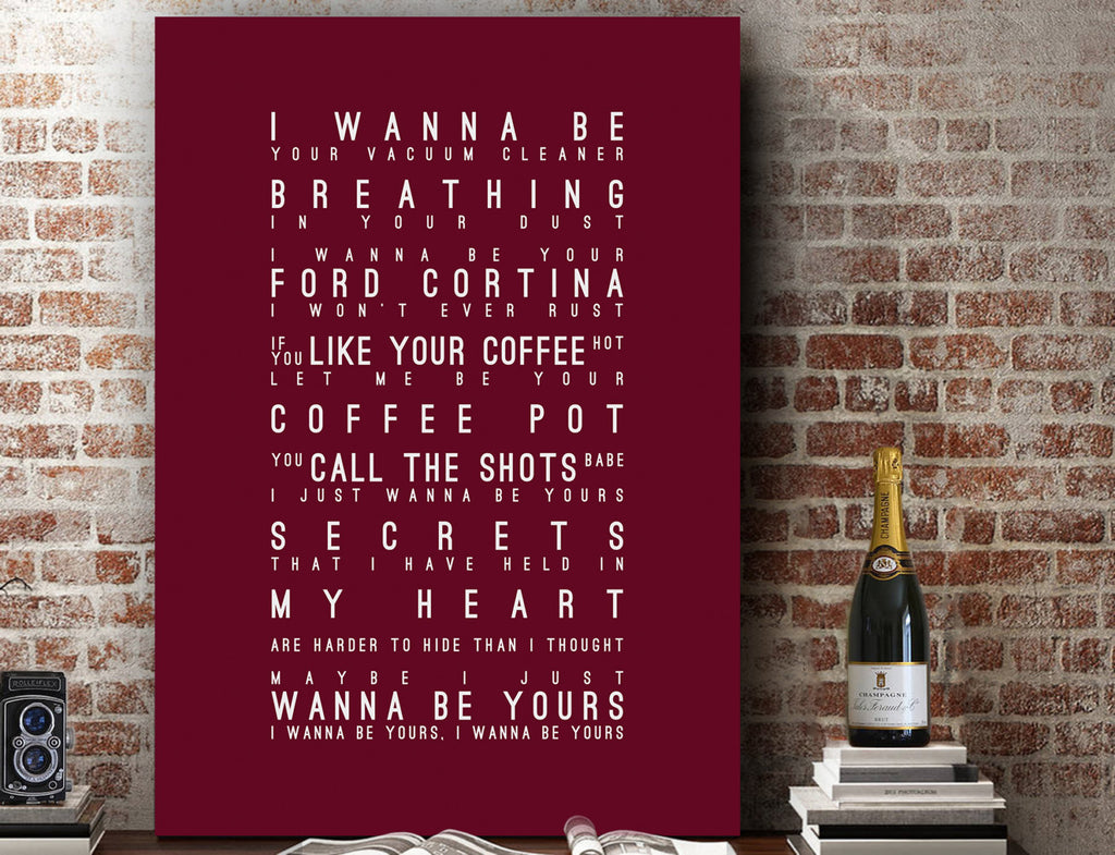 Arctic Monkeys I Wanna Be Yours Inspired Lyrics Typography Print