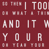 Coldplay Yellow Inspired Lyrics Typography Print