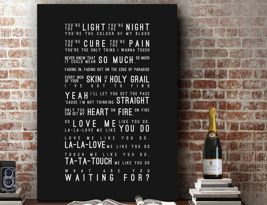 Ellie Goulding Love Me Like You Do Inspired Lyrics Typography Print