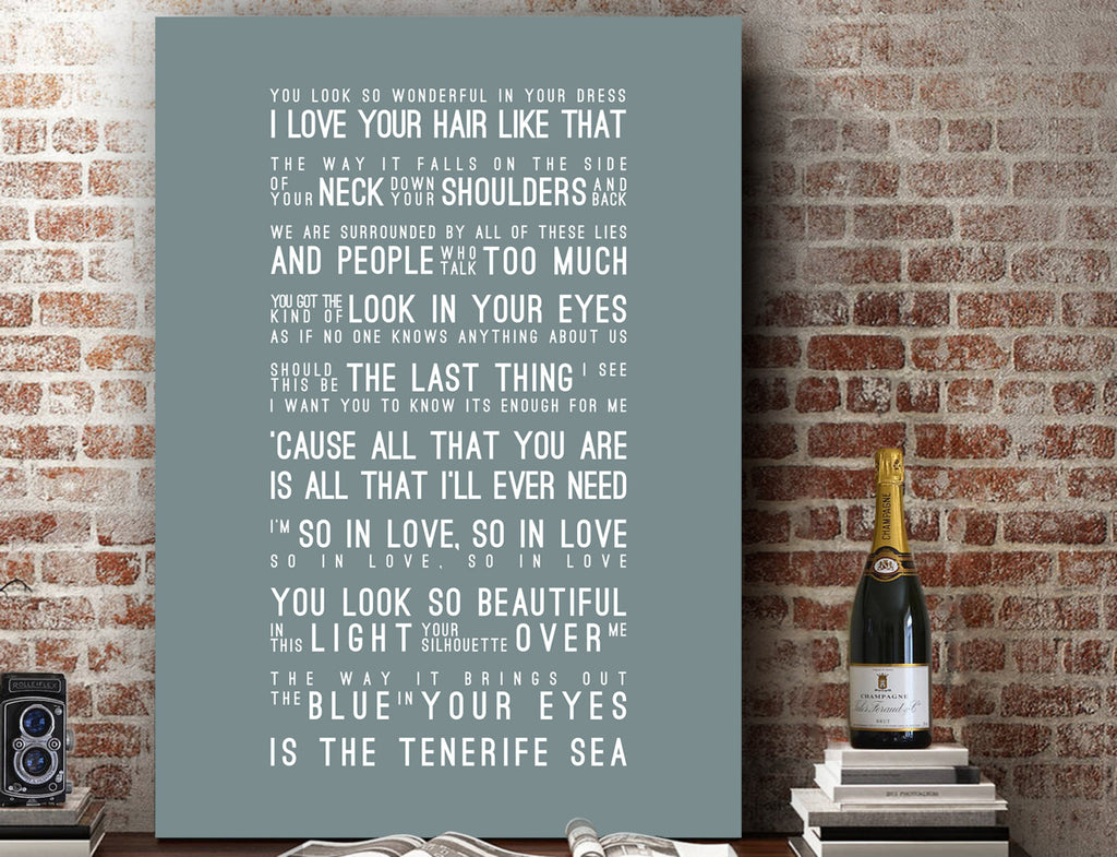 Ed Sheeran Lyrics Tenerife Sea Inspired Lyrics Typography Print