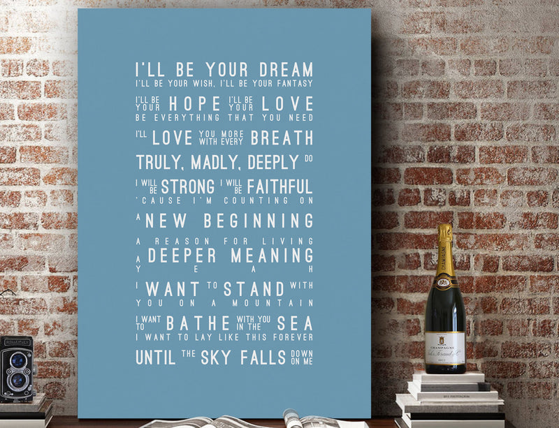 Savage Garden Truly Madly Deeply Inspired Lyrics Typography Print