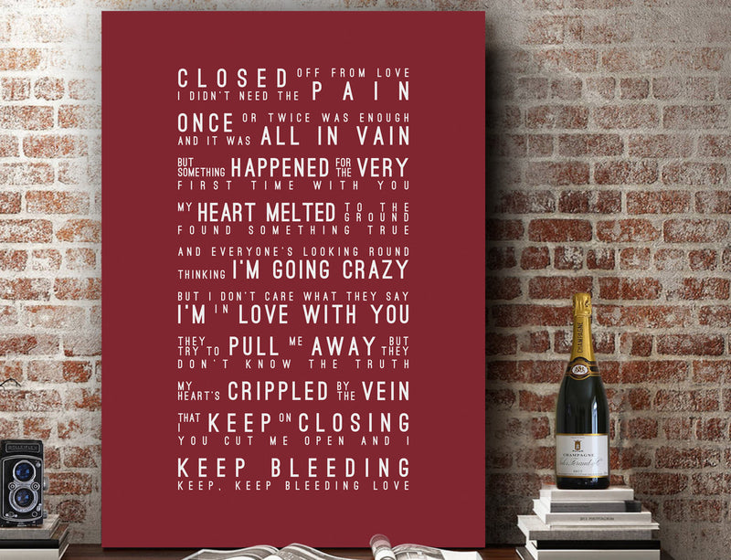 Leona Lewis Bleeding Love Inspired Lyrics Typography Print