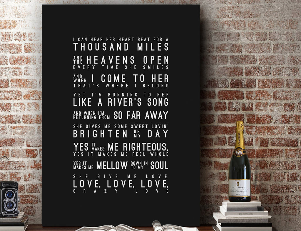 Van Morrison Crazy Love Inspired Lyrics Typography Print