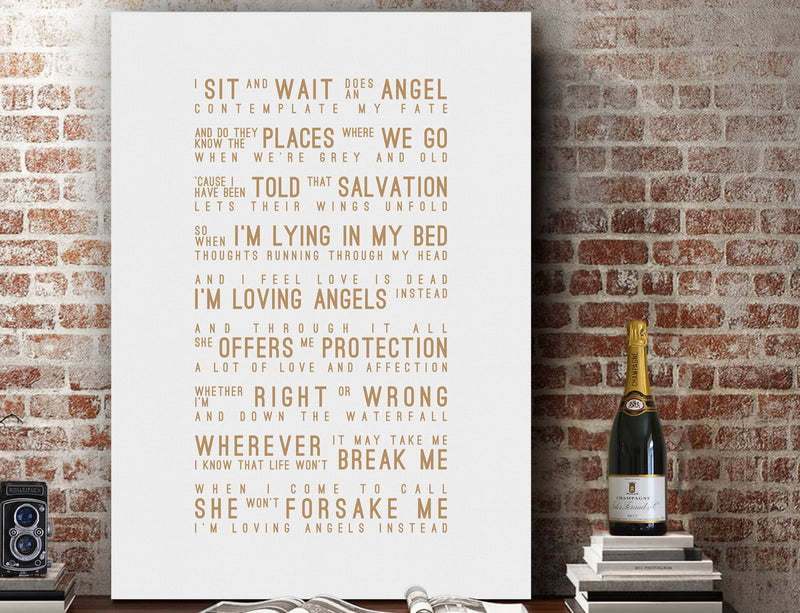 Robbie Williams Angels Inspired Lyrics Typography Print
