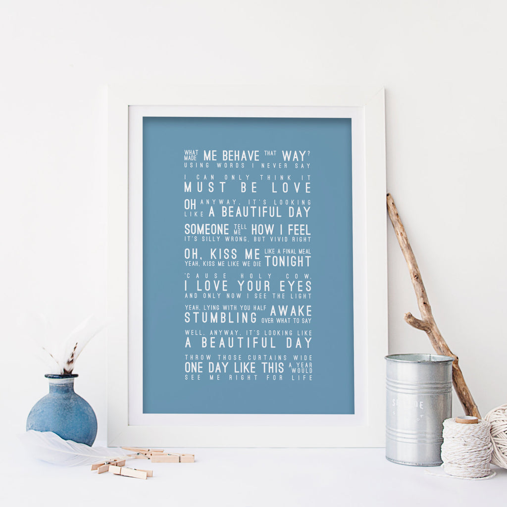 Elbow One Day Like This Inspired Lyrics Typography Print