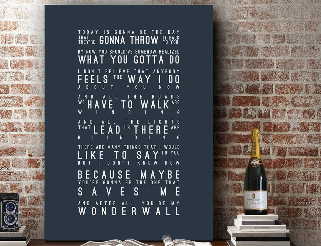 Oasis Wonderwall Inspired Lyrics Typography Print