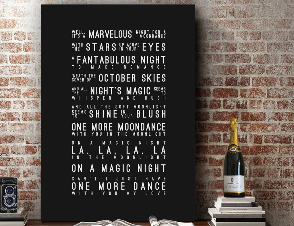 Van Morrison Moondance Inspired Lyrics Typography Print