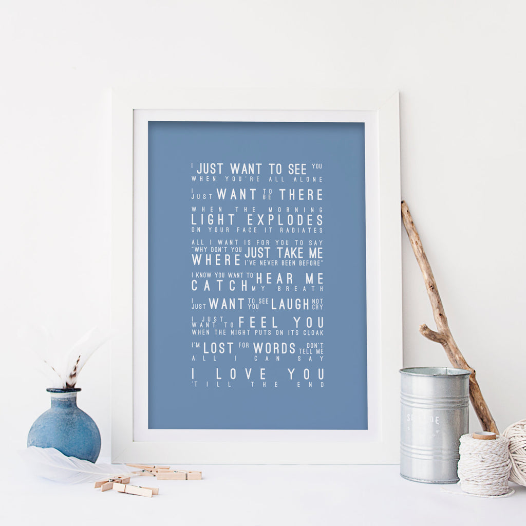 The Pogues Love You 'Till The End Inspired Lyrics Typography Print