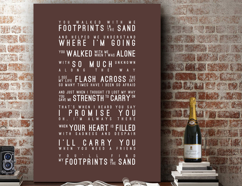 Leona Lewis Footprints In The Sand Inspired Lyrics Typography Print