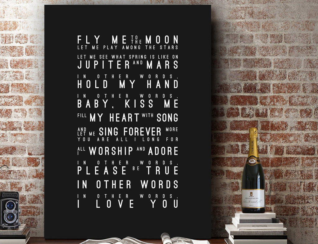Frank Sinatra Fly Me To The Moon Inspired Lyrics Typography Print