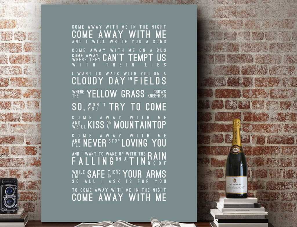 Norah Jones Come Away With Me Inspired Lyrics Typography Print