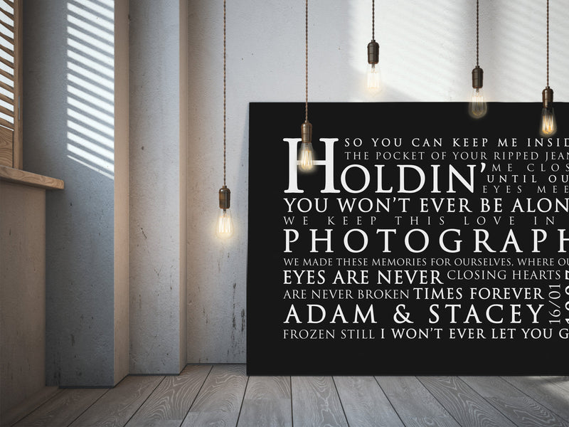 Ed Sheeran Lyrics Photograph Inspired Lyric Art: Personalised Typography Print