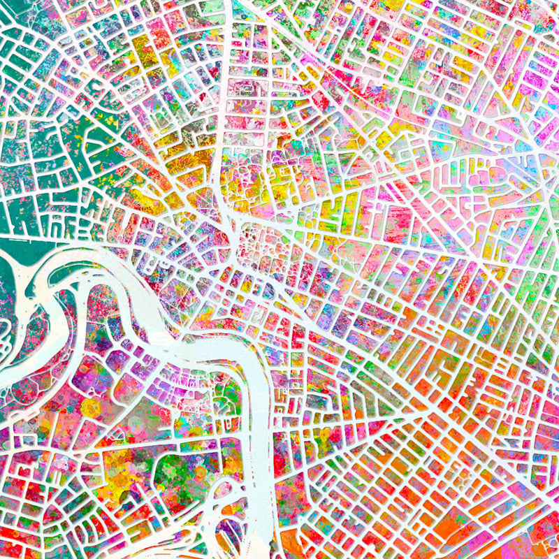 Boston Map: City Street Map of Boston Massachusetts - Sunset Series Art Print