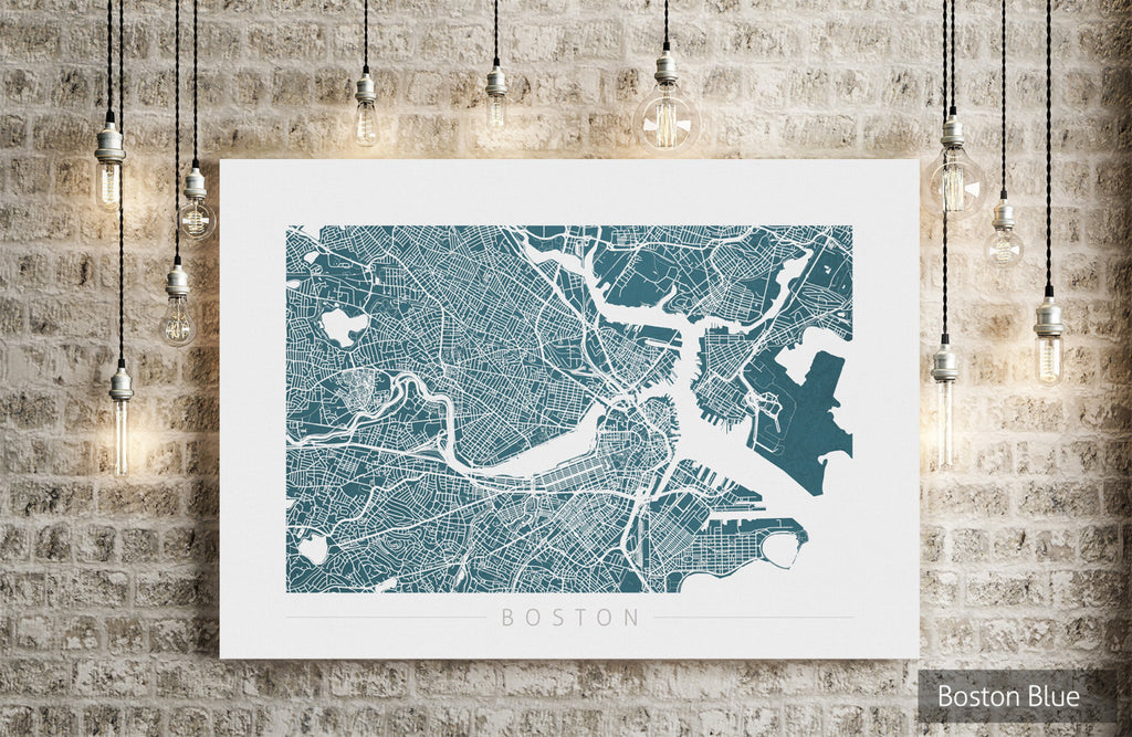 Boston Map: City Street Map of Boston, Massachusetts - Colour Series Art Print
