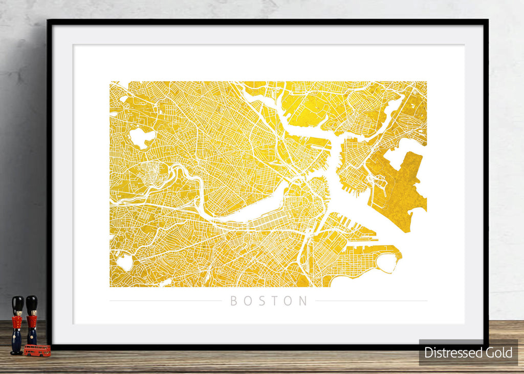 Boston Map: City Street Map of Boston, Massachusetts - Colour Series Art Print