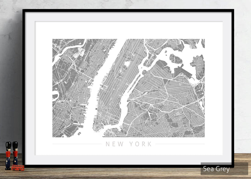 New York Map: City Street Map of New York - Colour Series Art Print