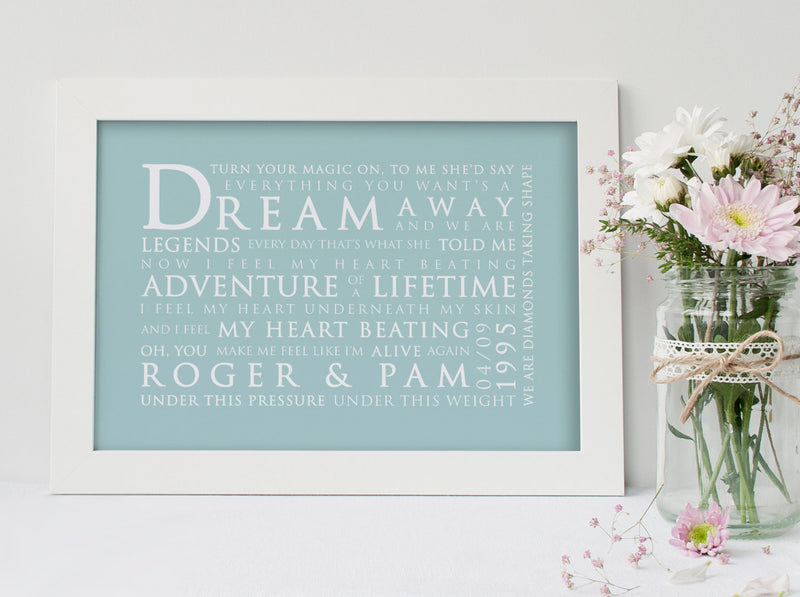 Coldplay Adventure Of A Lifetime Inspired Lyric Art: Personalised Typography Print